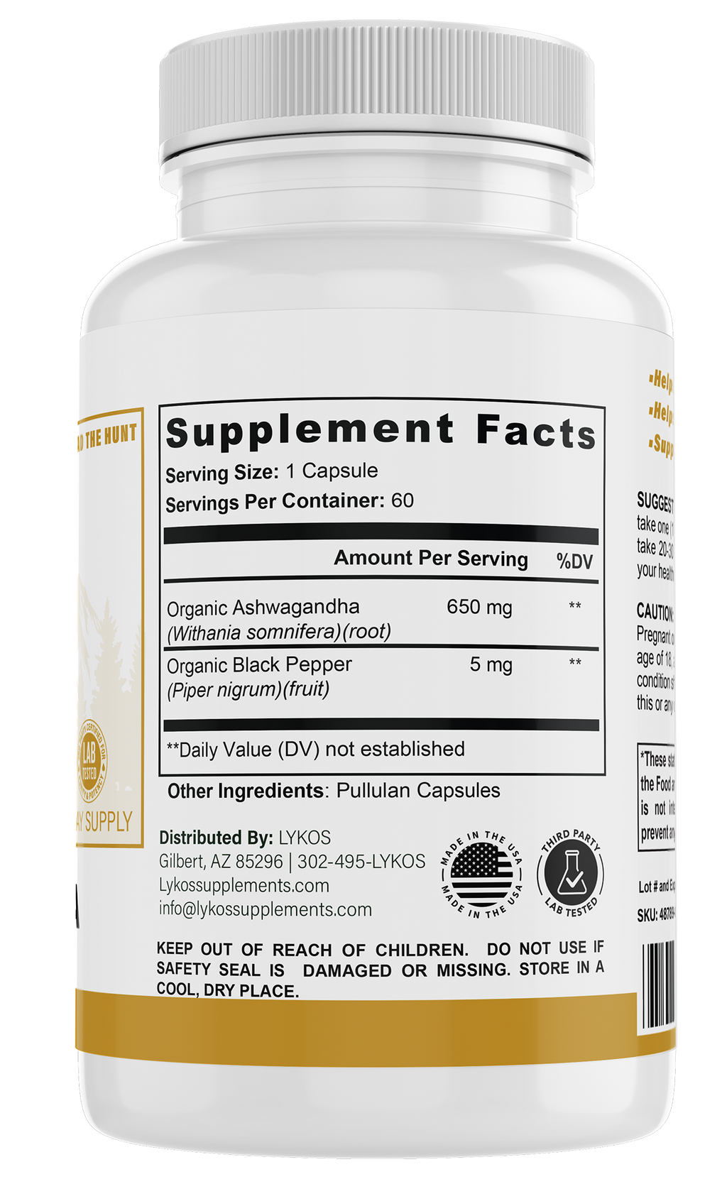 Ashwagandha, 60 capsules | Lykos Supplements