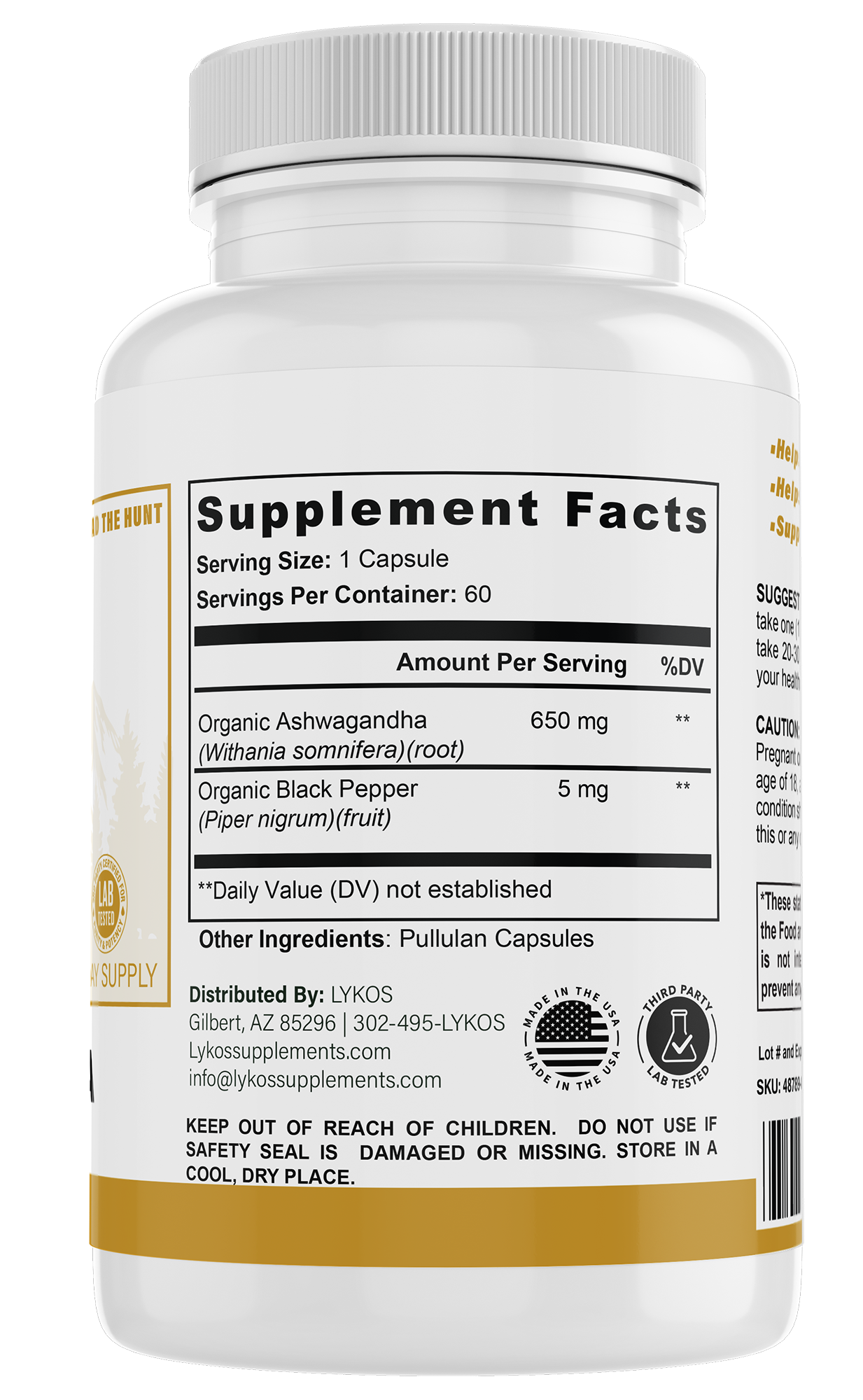 Ashwagandha, 60 capsules | Lykos Supplements