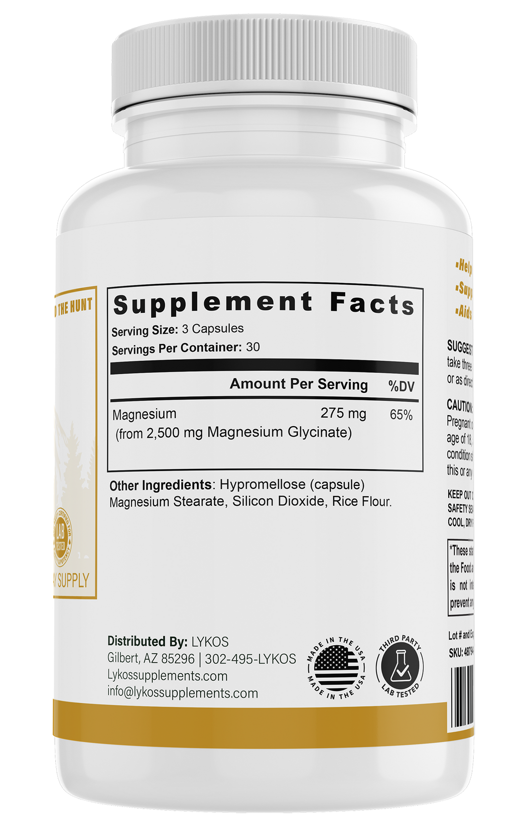 Magnesium Glycinate | Made in the USA | 90 Capsules