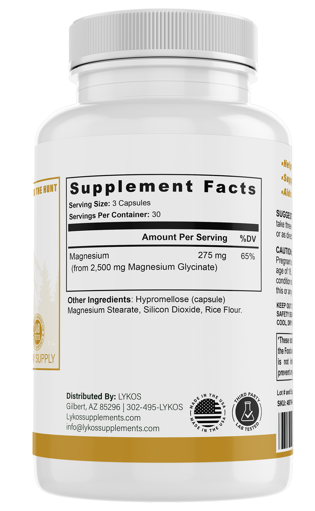 Magnesium Glycinate | Made in the USA | 90 Capsules