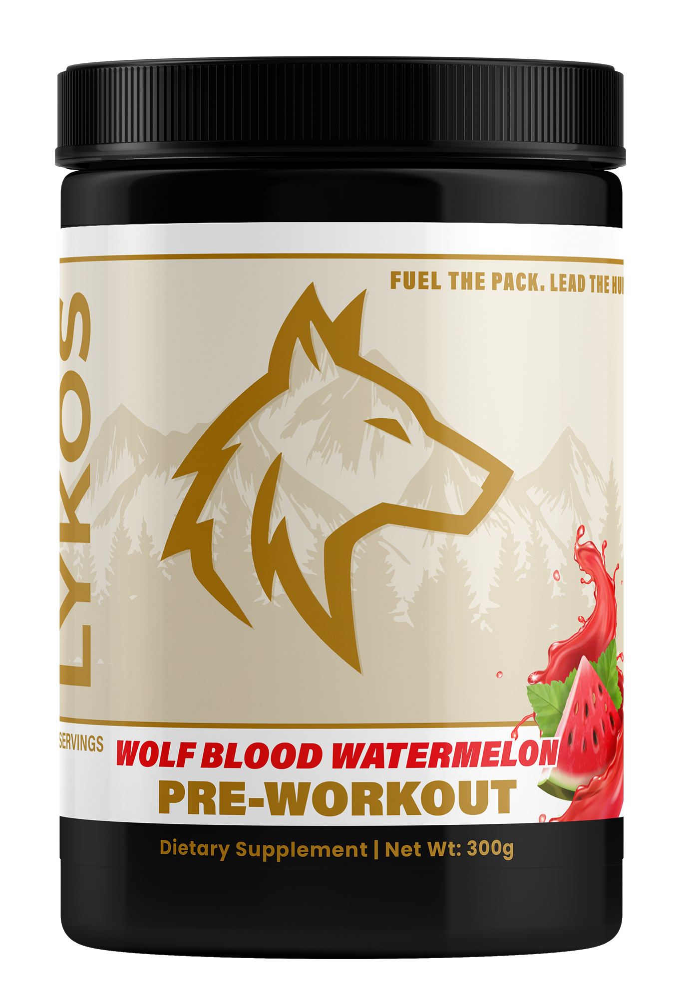 Lykos Pre-Workout Powder|WolfBlood Watermelon, Vitamin B12, 150mg Caffeine, 30 Servings | Size 10.58oz